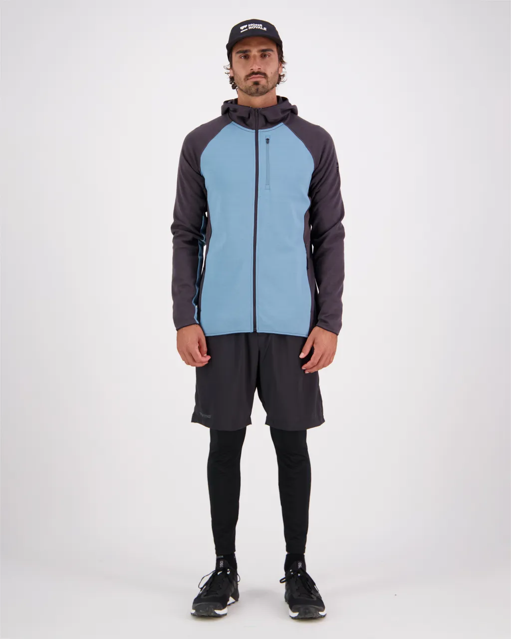 100606-1029-662 - Approach Merino Gridlock Hood - Ash Blue / Shale - Mens