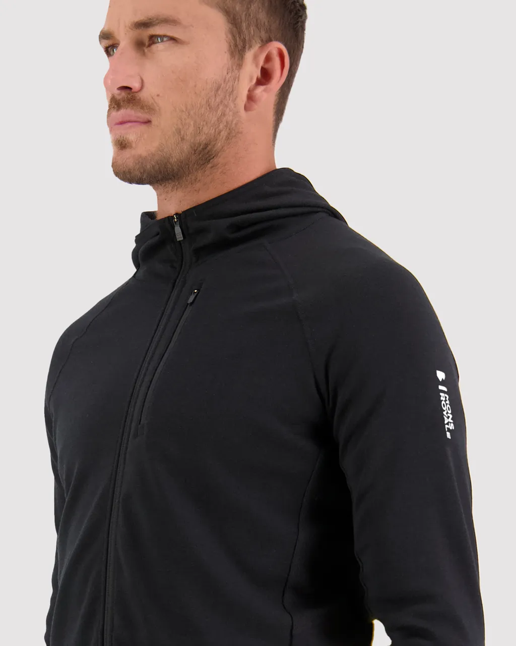 100606-1029-001 - Approach Merino Gridlock Hood - Black - Mens