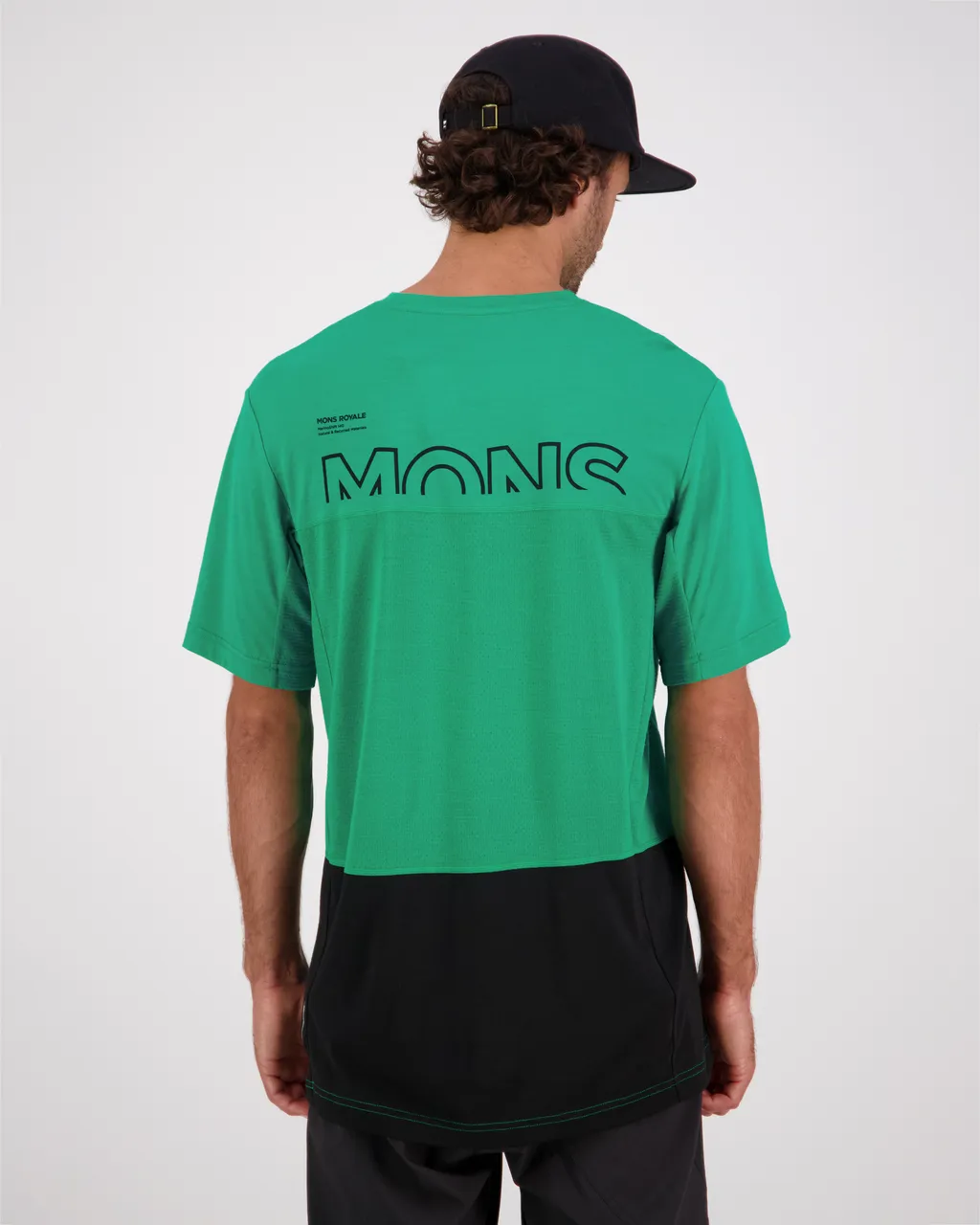 100545-1169-720 - Tarn Merino Shift T-Shirt - Pop Green / Black - Mens