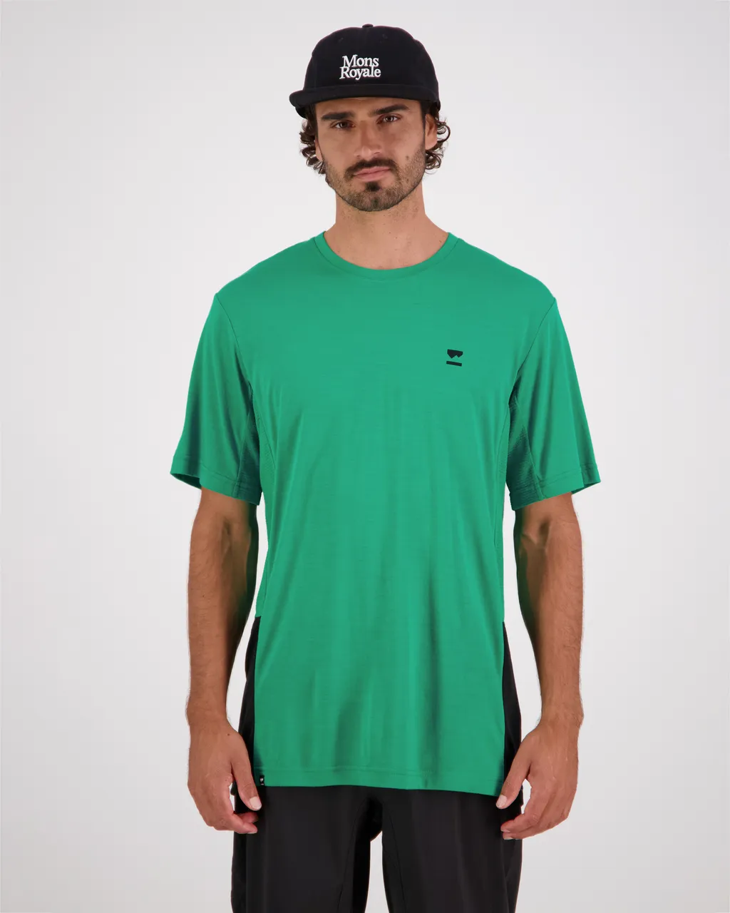100545-1169-720 - Tarn Merino Shift T-Shirt - Pop Green / Black - Mens