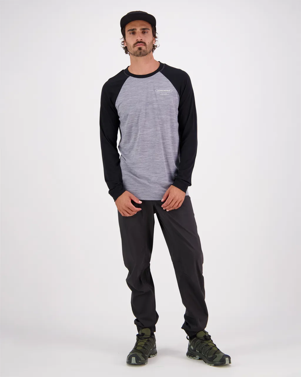 100497-1231-673 - Icon Merino Air-Con Raglan - Grey Heather / Black - Mens