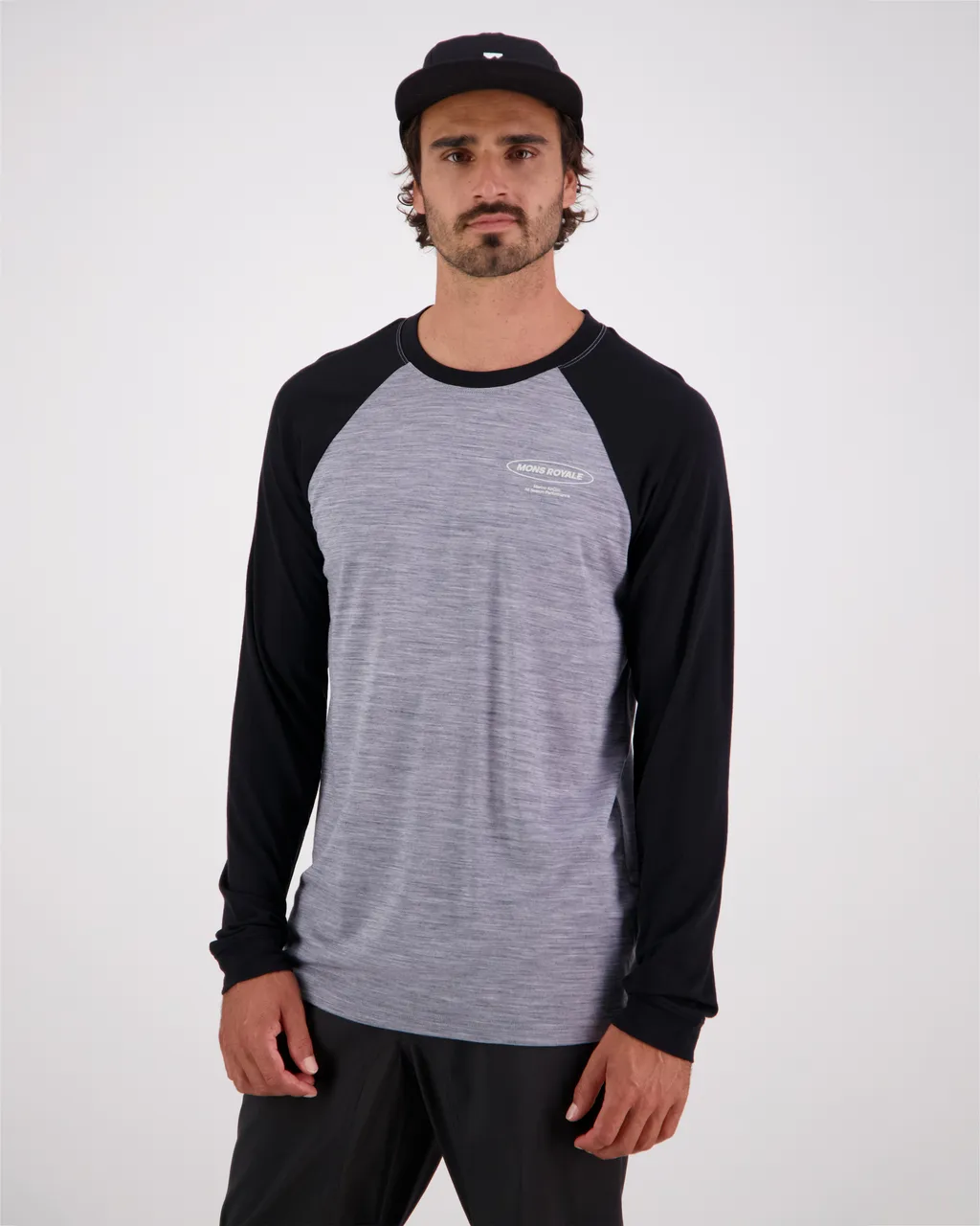 100497-1231-673 - Icon Merino Air-Con Raglan - Grey Heather / Black - Mens
