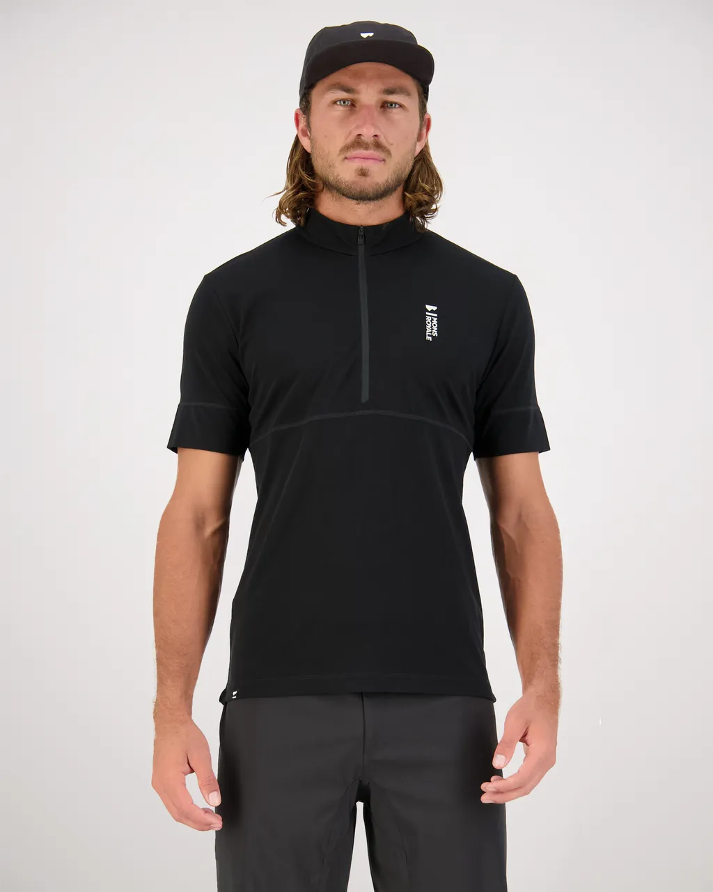 100277-1165-001 - Cadence Merino Air-Con Half Zip T - Black - Mens