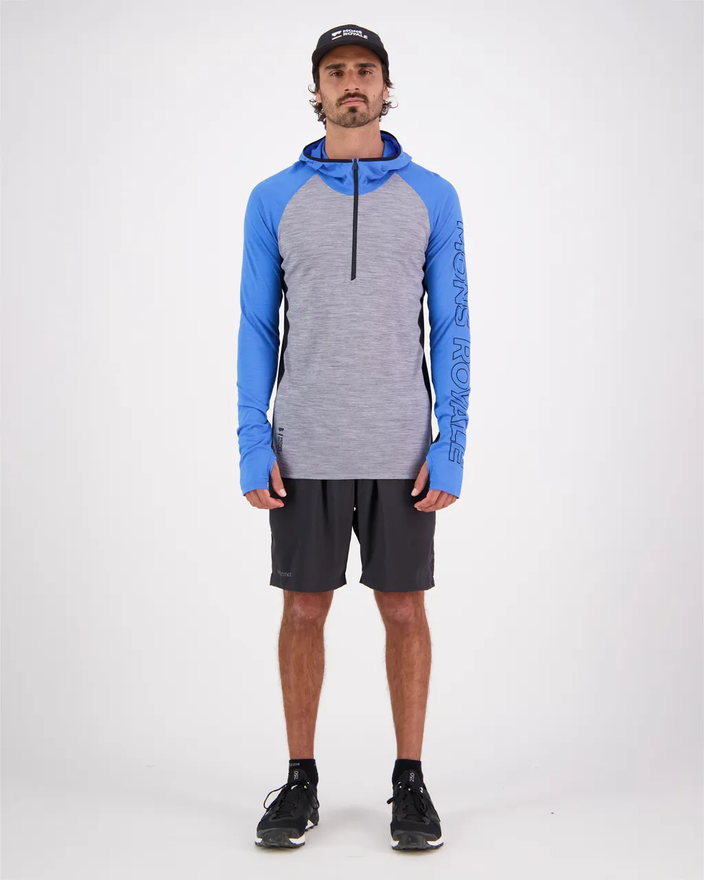 100078-1165-718 - Temple Merino Air-Con Hood - Blue Gravel - Mens