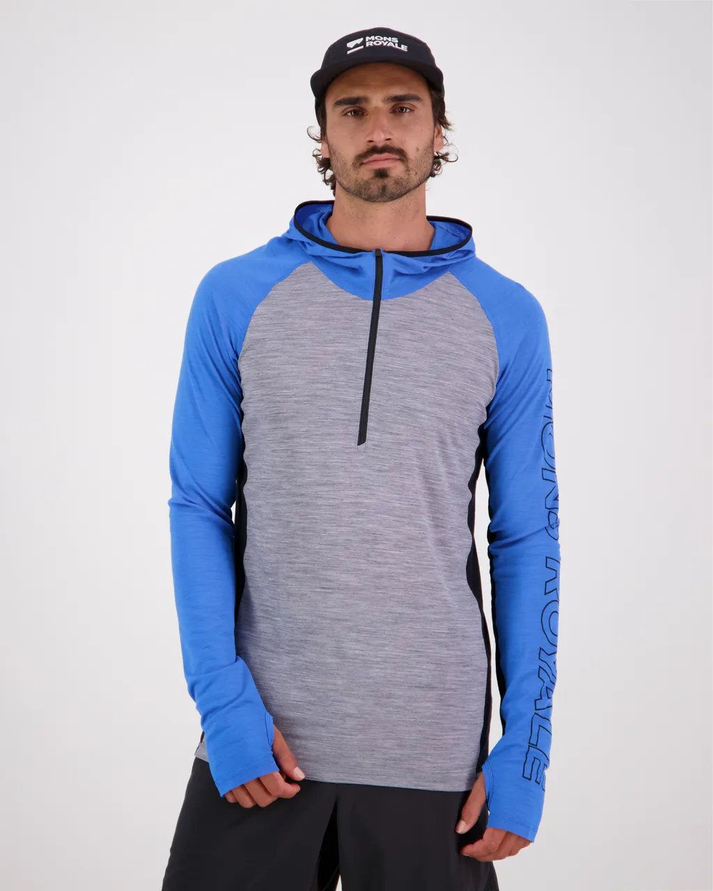 100078-1165-718 - Temple Merino Air-Con Hood - Blue Gravel - Mens