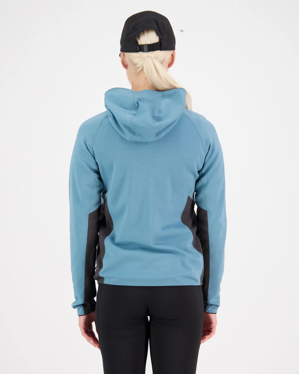 100610-1029-662 - Approach Merino Gridlock Hood - Ash Blue / Shale - Womens