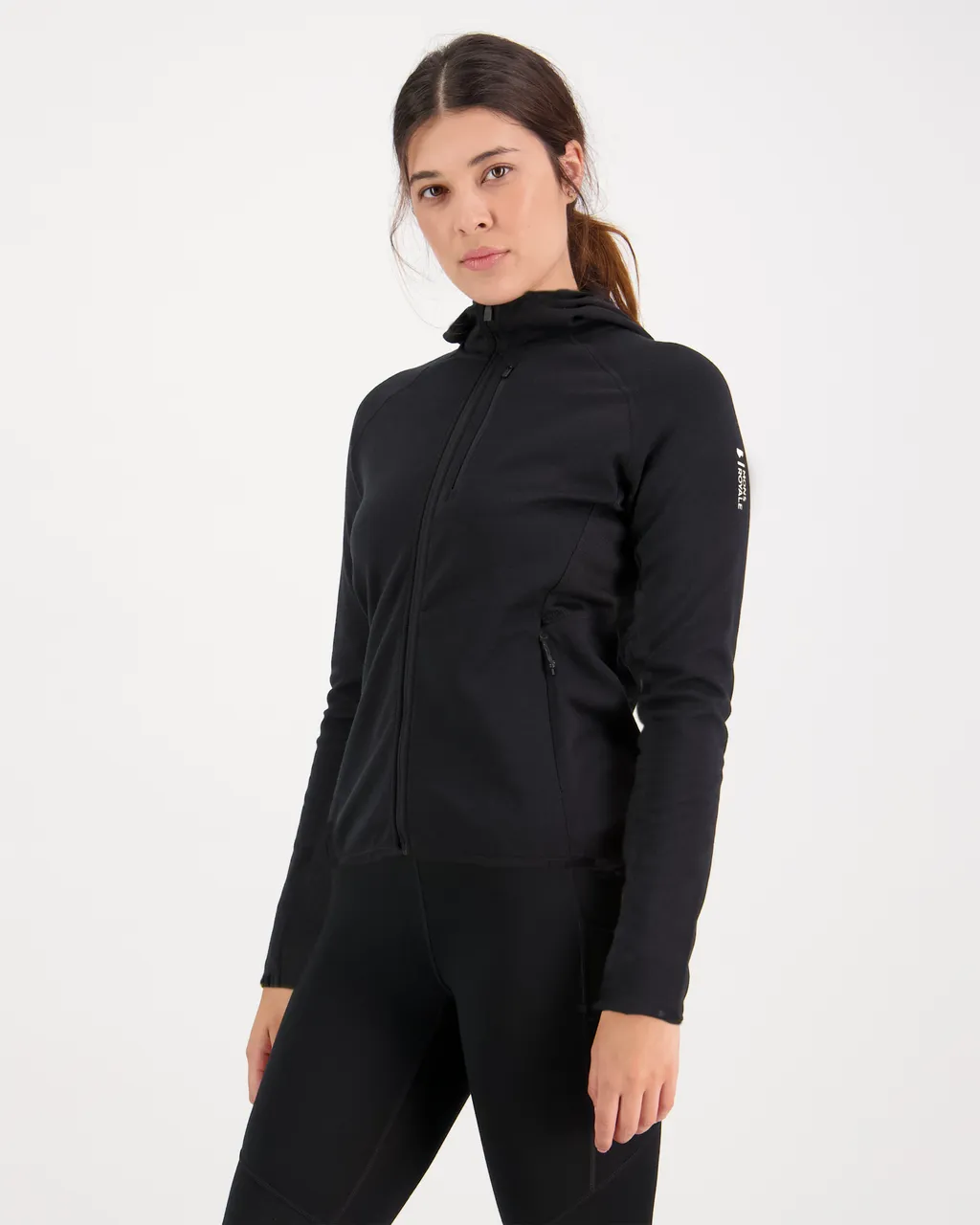 100610-1029-001 - Approach Merino Gridlock Hood - Black - Womens