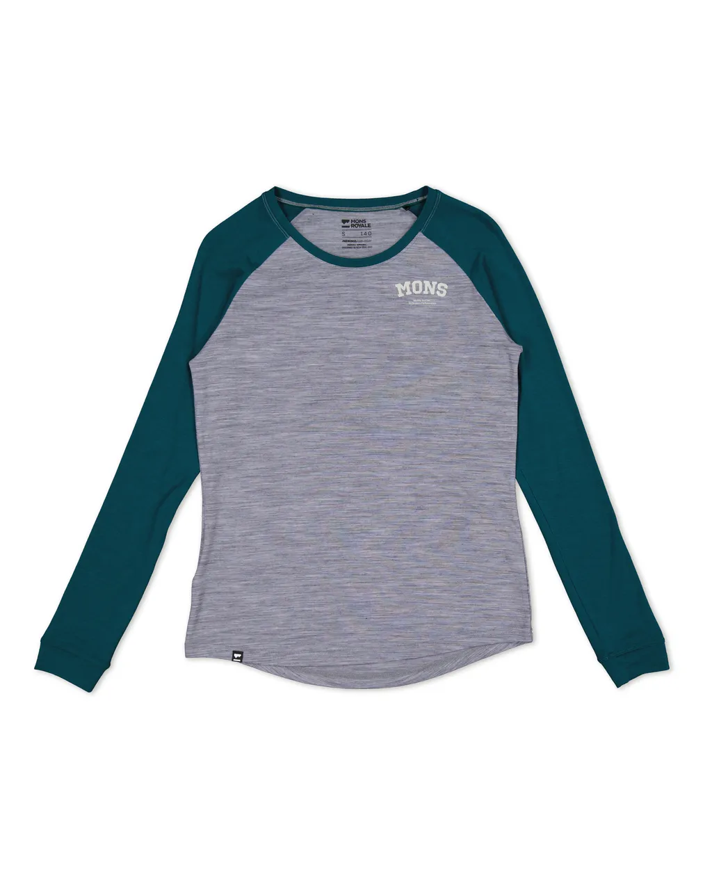 100498-1090-732 - Icon Merino Air-Con Raglan - Grey Heather / Evergreen - Womens