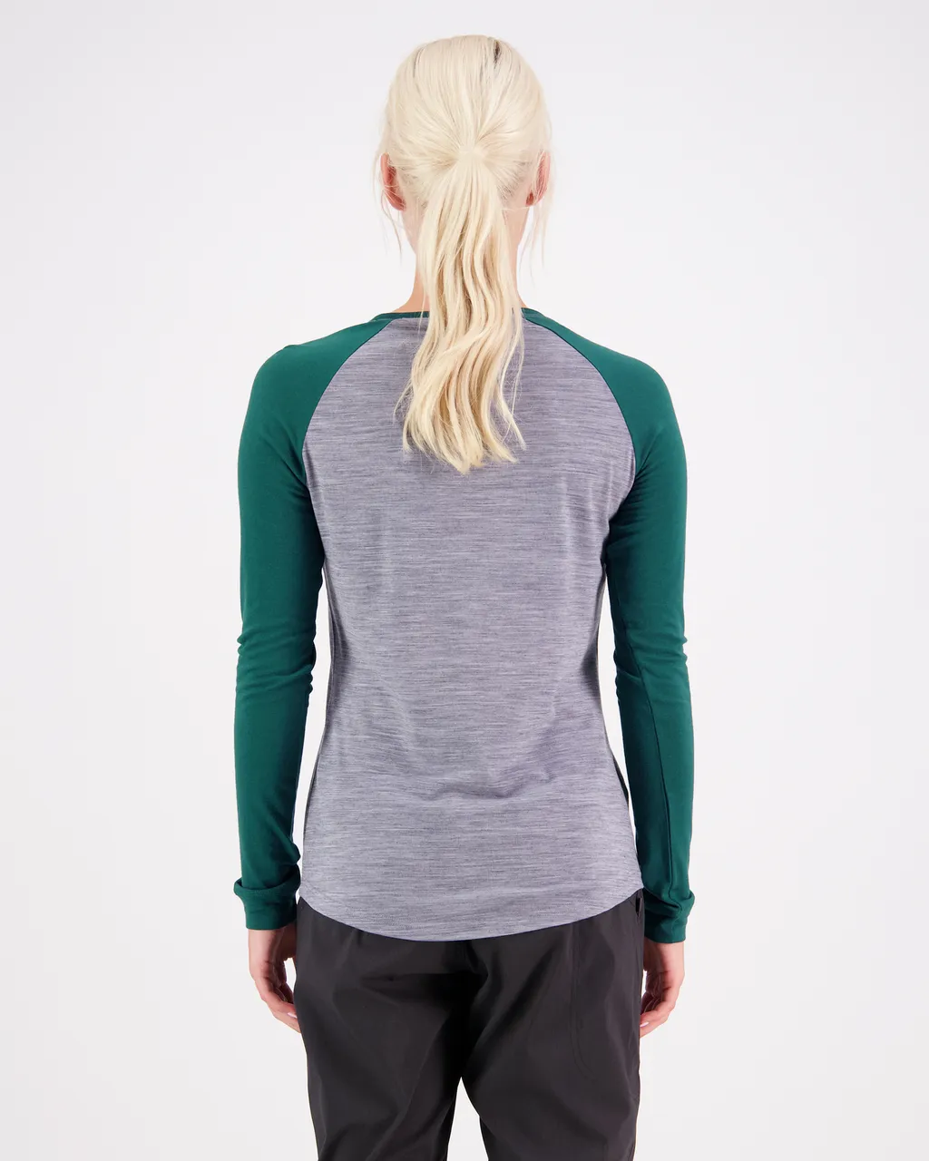 100498-1090-732 - Icon Merino Air-Con Raglan - Grey Heather / Evergreen - Womens