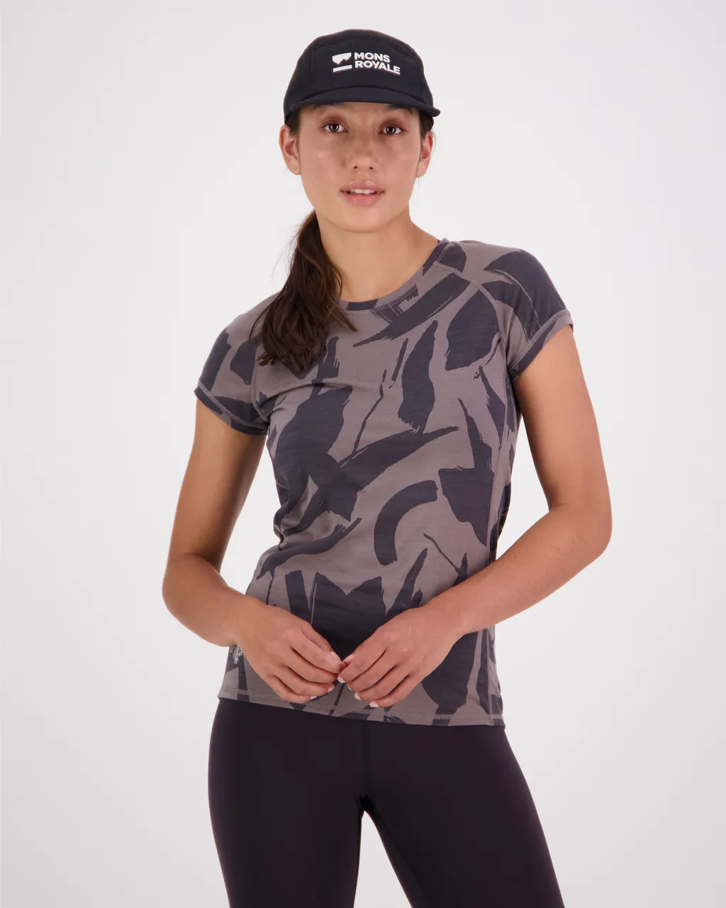 100030-2165-717 - Bella Merino Air-Con Tee - Shale / Fragments - Womens
