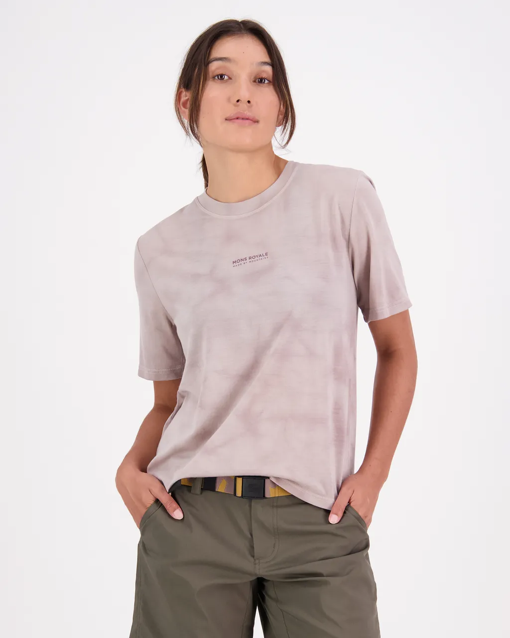 100448-1208-723 - Icon Merino Air-Con Relaxed Tee Tie Dyed - Cloud Tie Dye - Womens
