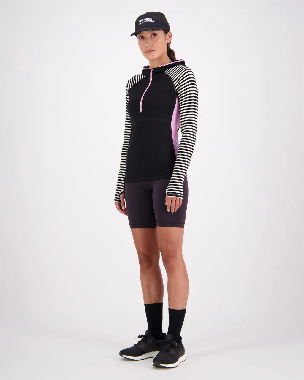 100028-2165-738 - Bella Merino Air-Con Hood - Pink Stripe - Womens