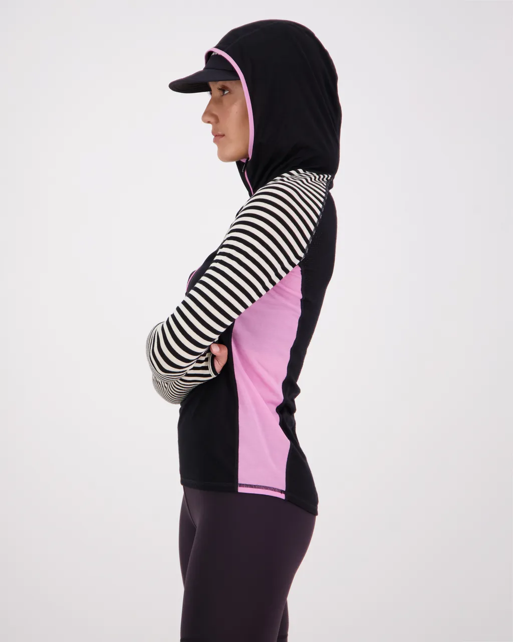 100028-2165-738 - Bella Merino Air-Con Hood - Pink Stripe - Womens