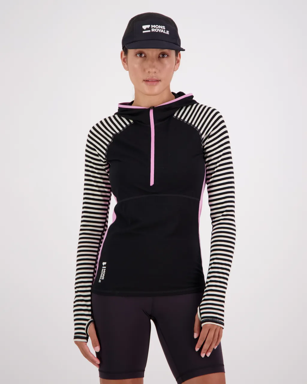 100028-2165-738 - Bella Merino Air-Con Hood - Pink Stripe - Womens