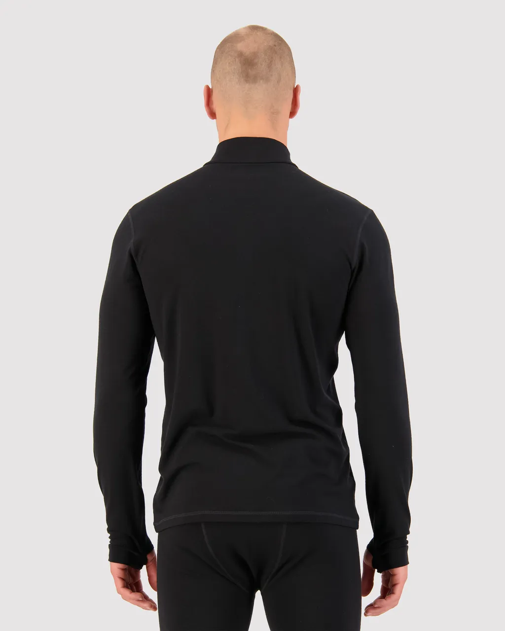 100500-1165-001-102 Mens Cascade Merino Base Layer 1/4 Zip Long Sleeve Black