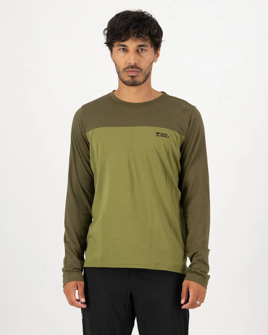 100779-1171-894-101 Mens Diversion Merino Bike Jersey Long Sleeve Fern / Olive