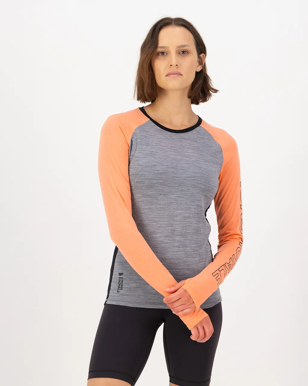 100029-1165-881-101 Womens Bella Merino Long Sleeve Grey Heather / Punch