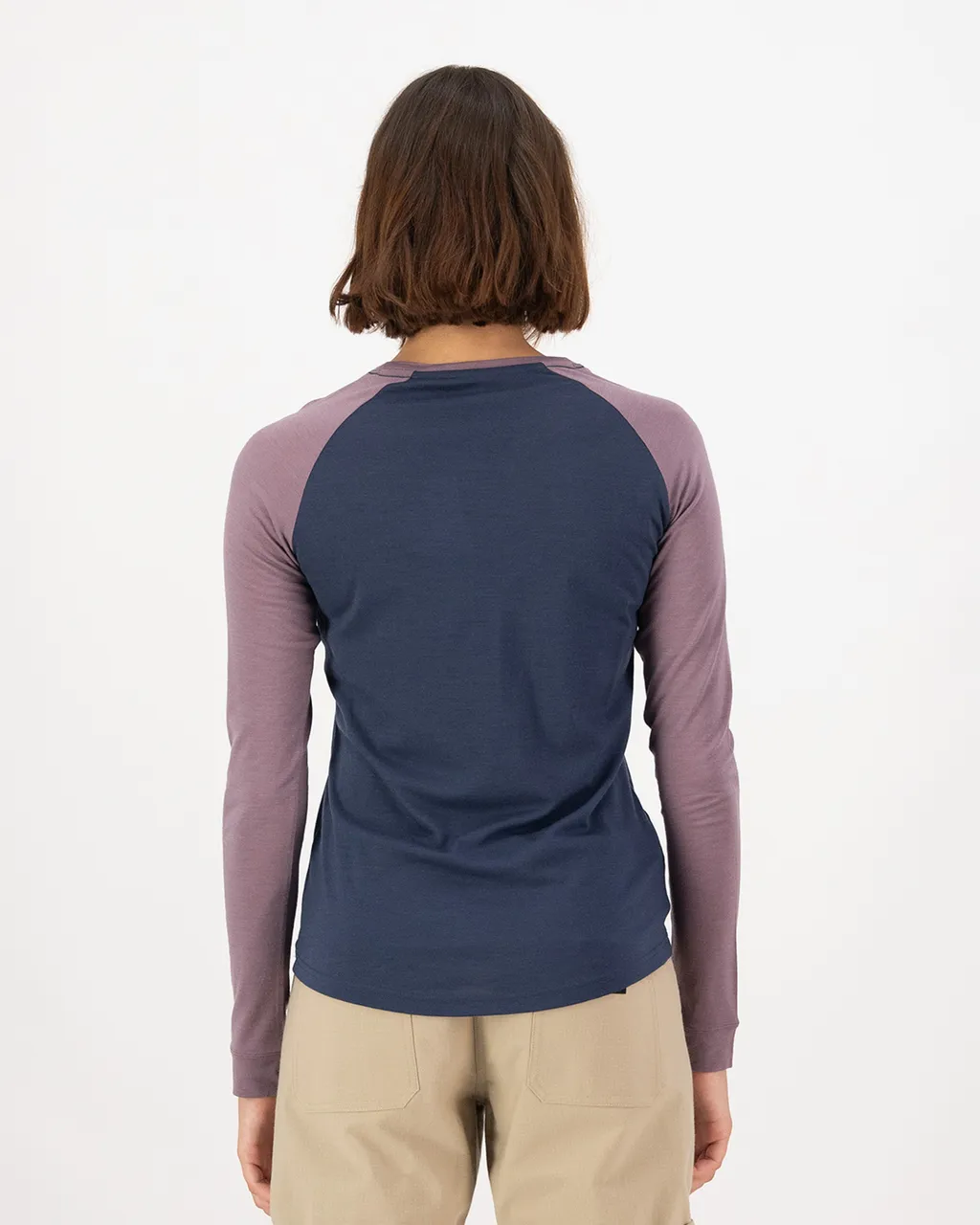 100498-1139-884-102 Womens Icon Merino Raglan Long Sleeve Midnight / Mauve