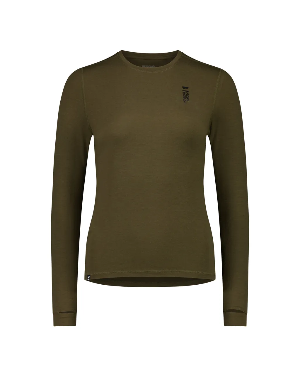 100503-1165-299-201 Womens Cascade Merino Base Layer Long Sleeve Dark Olive