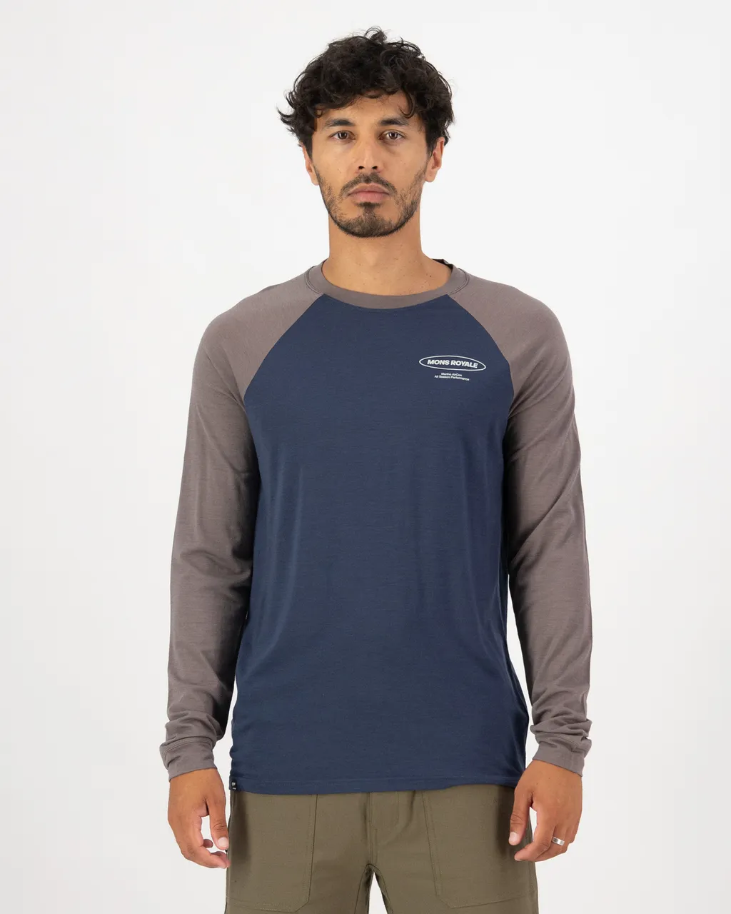 100497-1231-886-101 Mens Icon Merino Raglan Long Sleeve Midnight / Iron