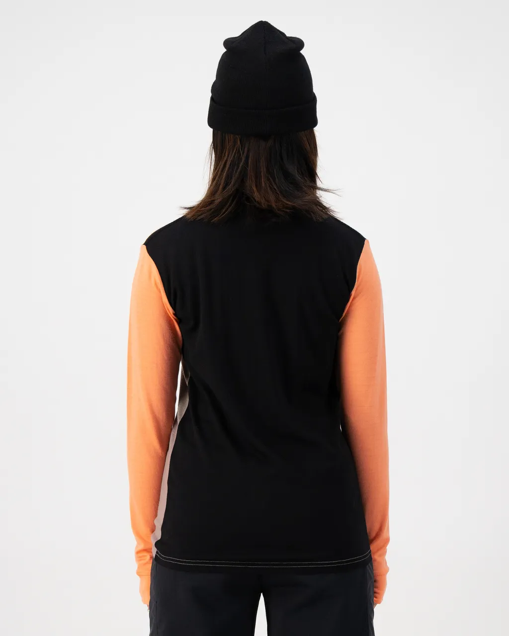 100248-1169-825-102 Womens Yotei Merino High Neck Long Sleeve Punch / Cinder / Black