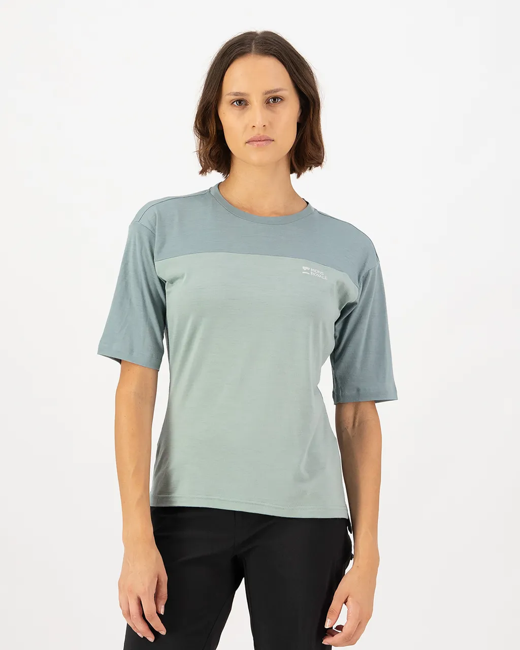 100736-1171-905-101 Womens Diversion Merino Bike Jersey Short Sleeve Dew / Desert Sage