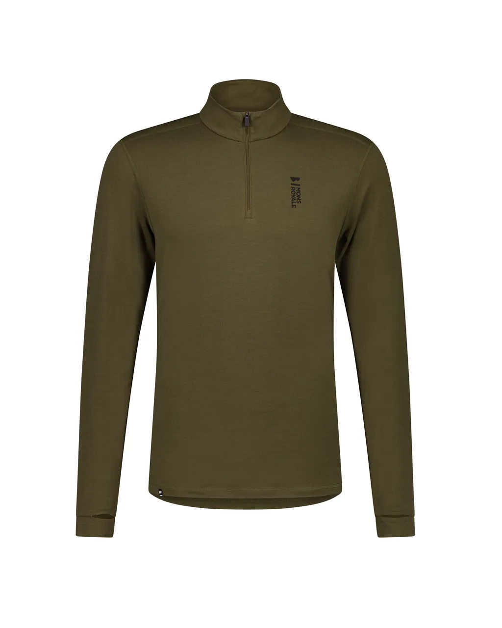 100500-1165-299-201 Mens Cascade Merino Base Layer 1/4 Zip Long Sleeve Dark Olive