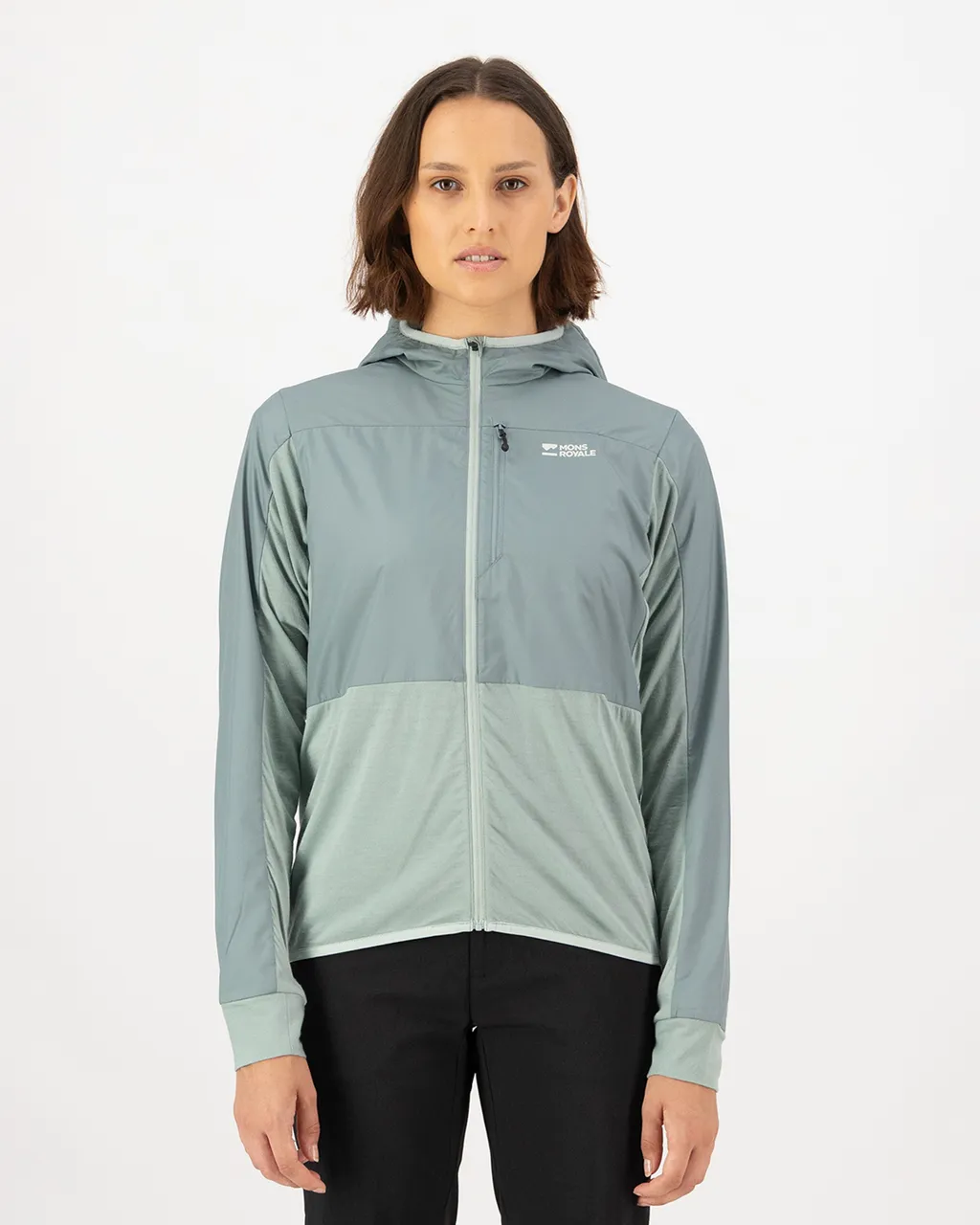 100770-1171-905-101 Womens Diversion Merino Wind Jacket Dew / Desert Sage