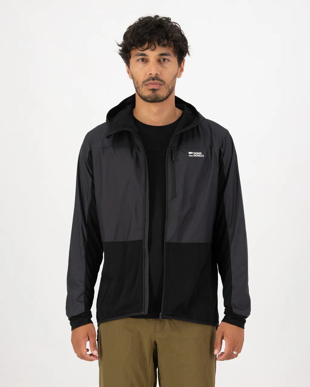 100769-1171-001-101 Mens Diversion Merino Wind Jacket Black