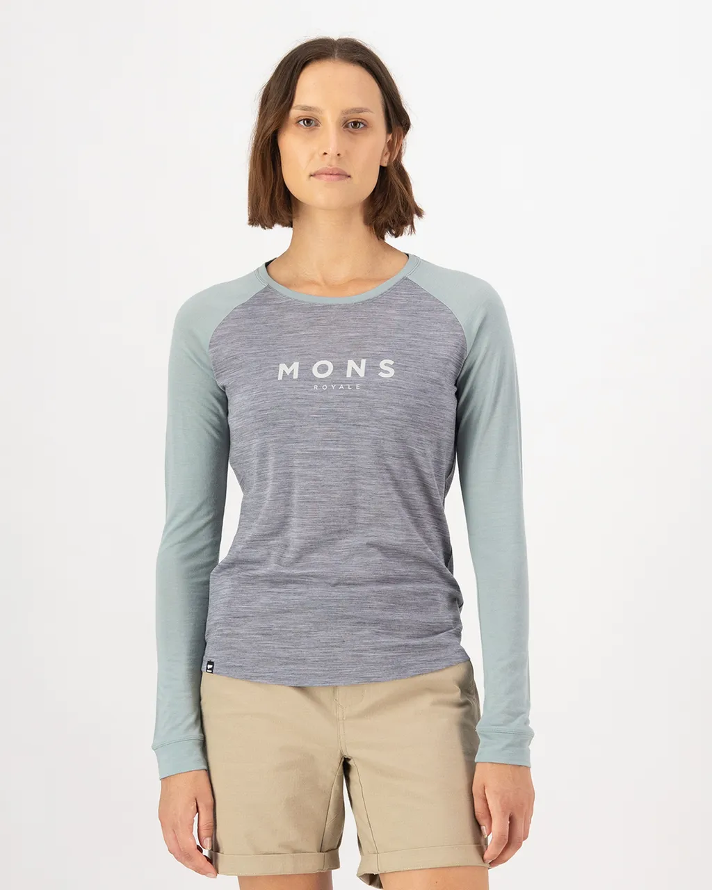 100498-1139-885-101 Womens Icon Merino Raglan Long Sleeve Grey Heather / Dew