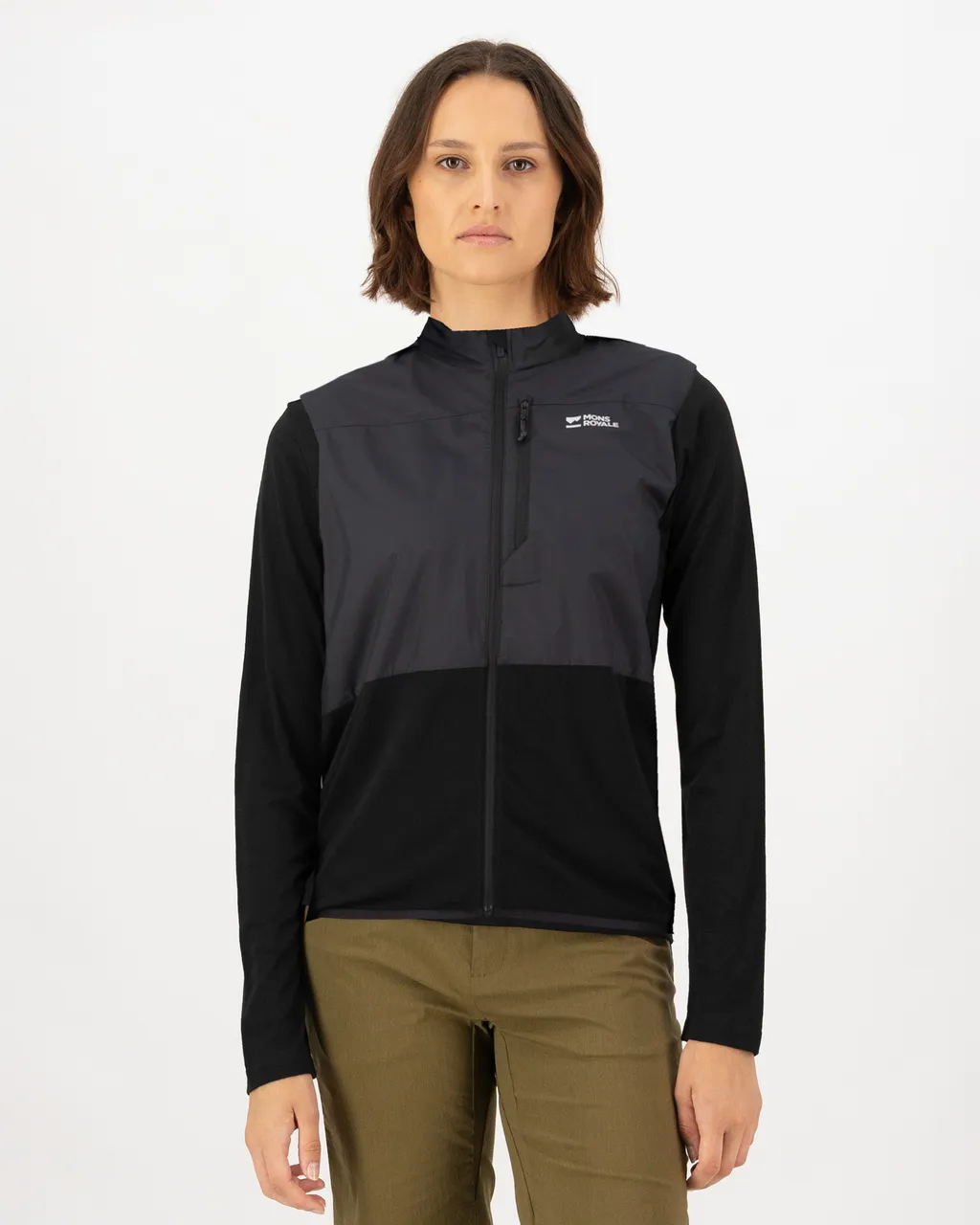 100816-1171-001-101 Womens Diversion Merino Wind Vest Black