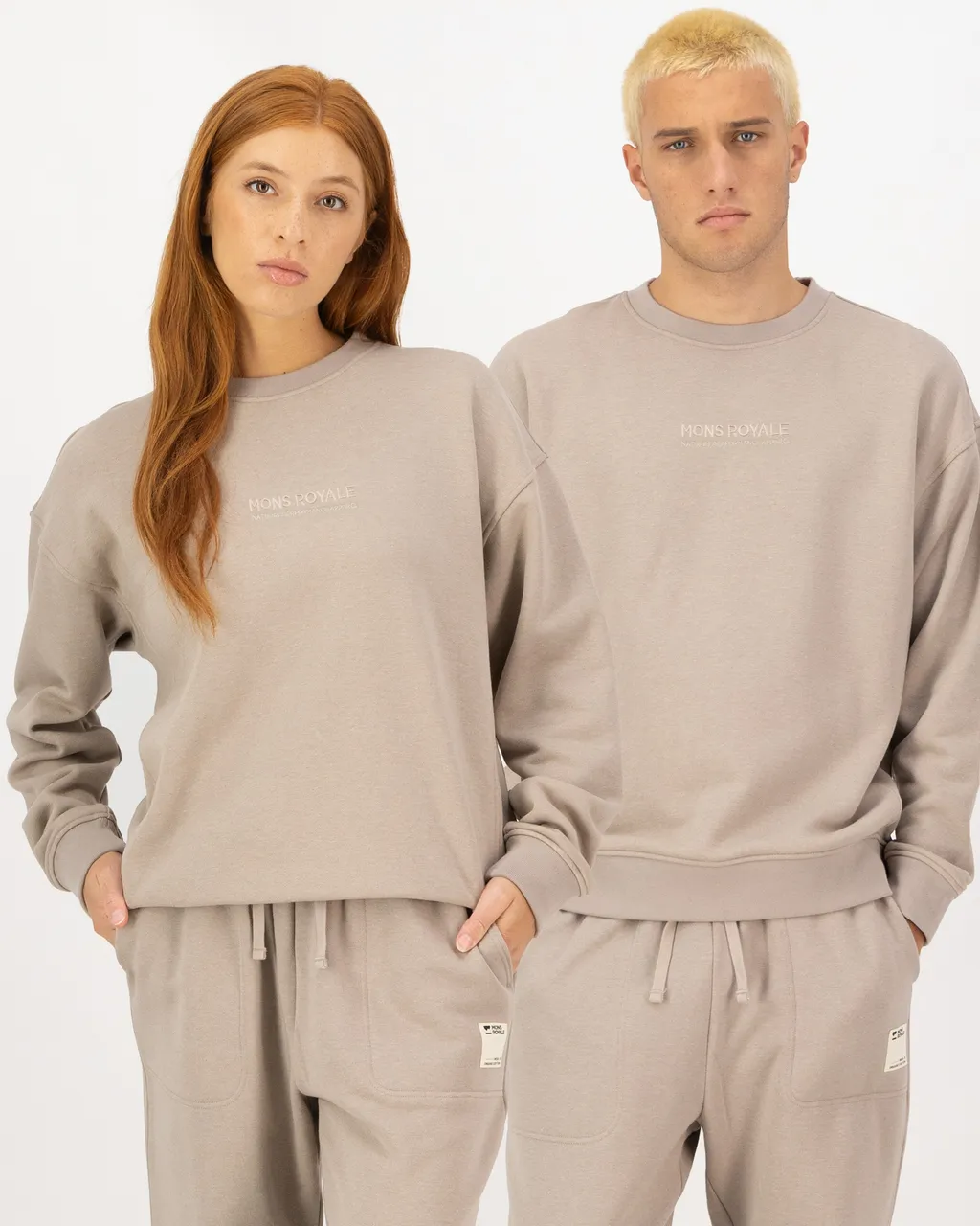 100679-1246-804-100 Unisex Verdant Merino Organic Cotton Crew Taupe