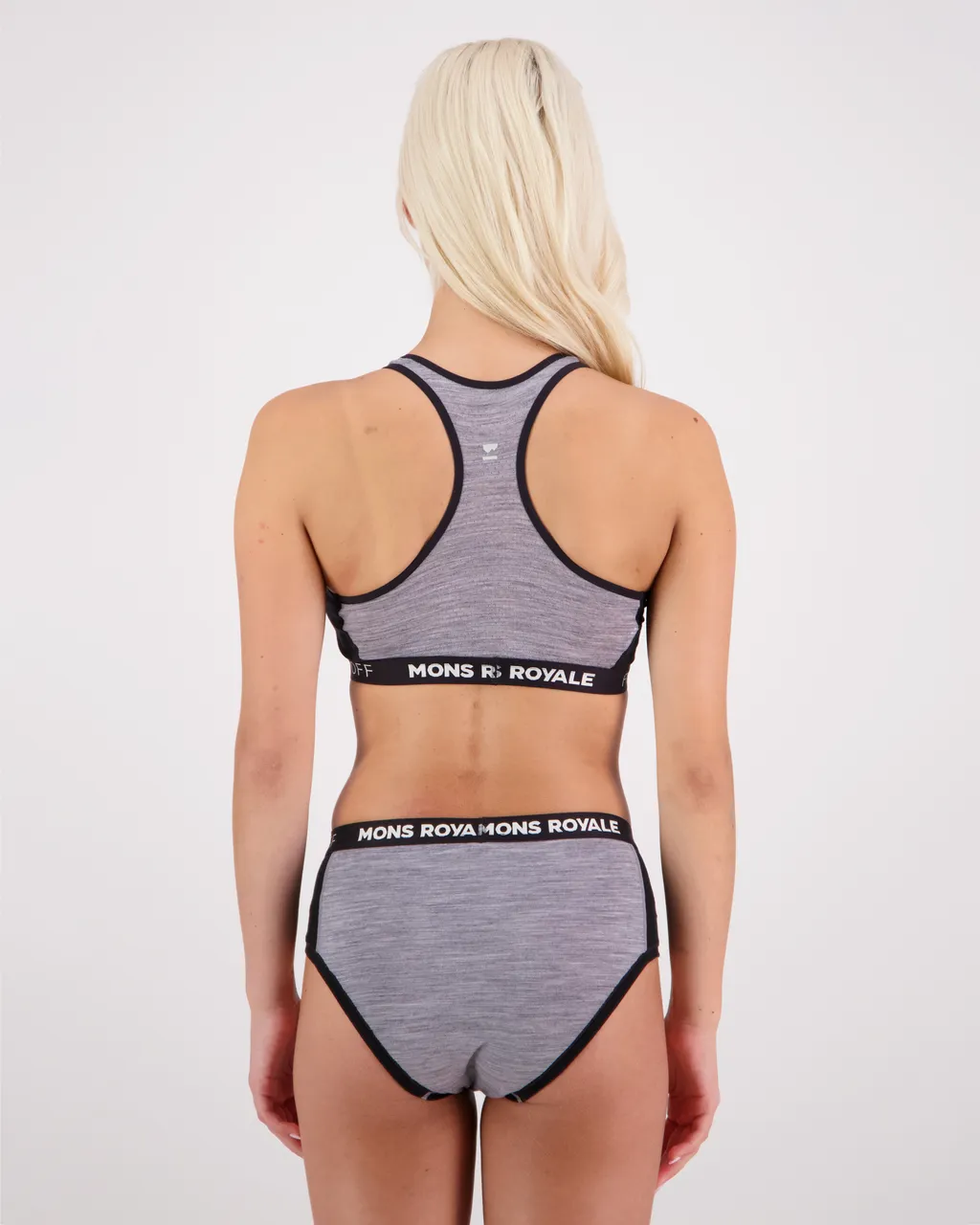 100167-2169-673-102 Womens Sierra Merino Sports Bra Grey Heather / Black