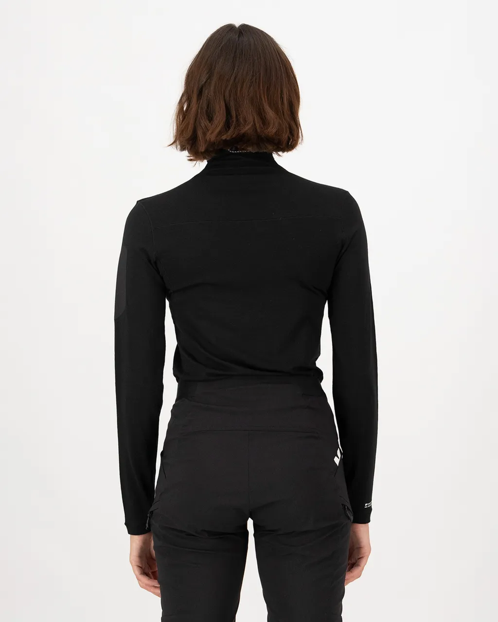 100717-1171-001-102 Womens Diversion Merino Mock Neck Long Sleeve Black