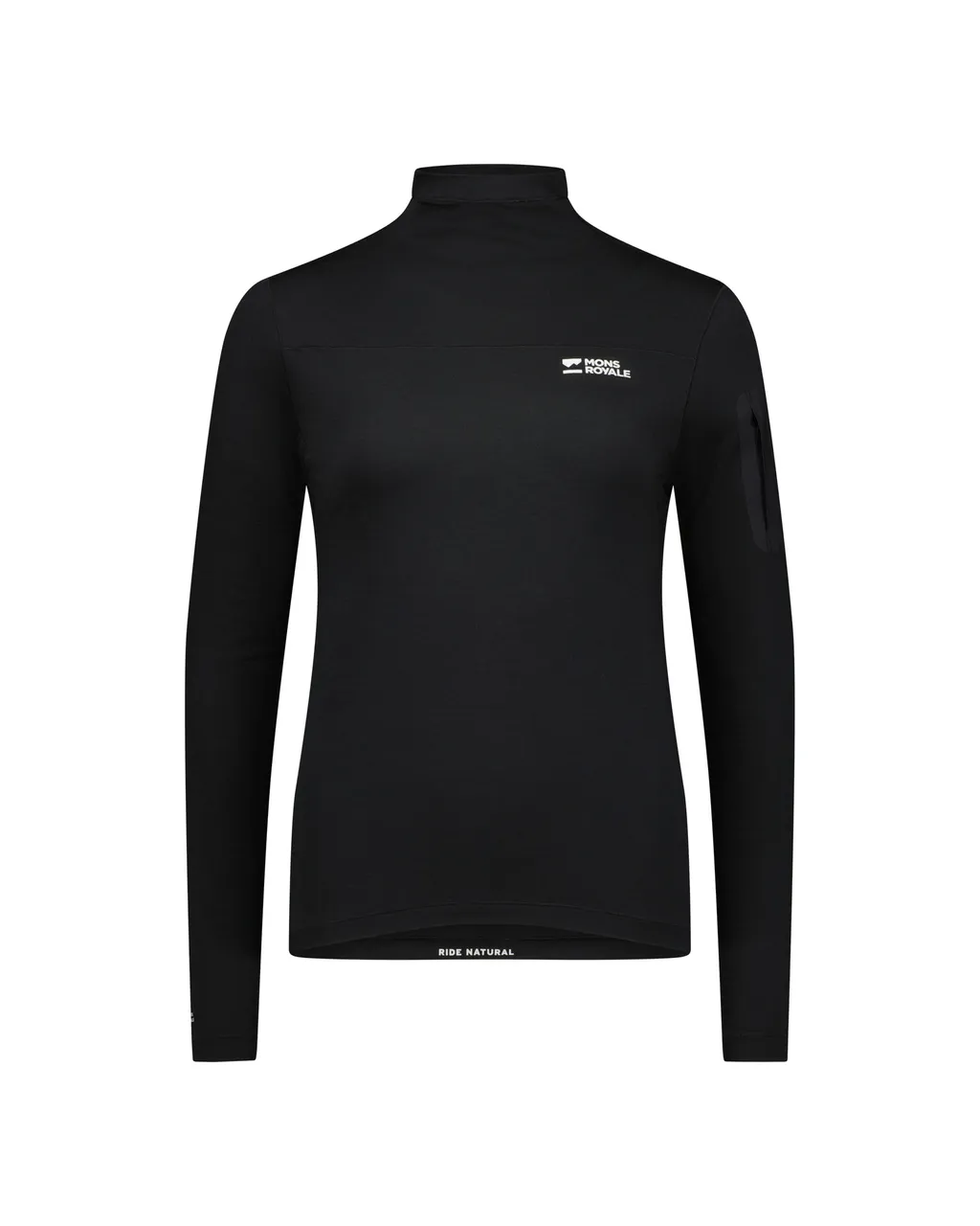 100717-1171-001-201 Womens Diversion Merino Mock Neck Long Sleeve Black