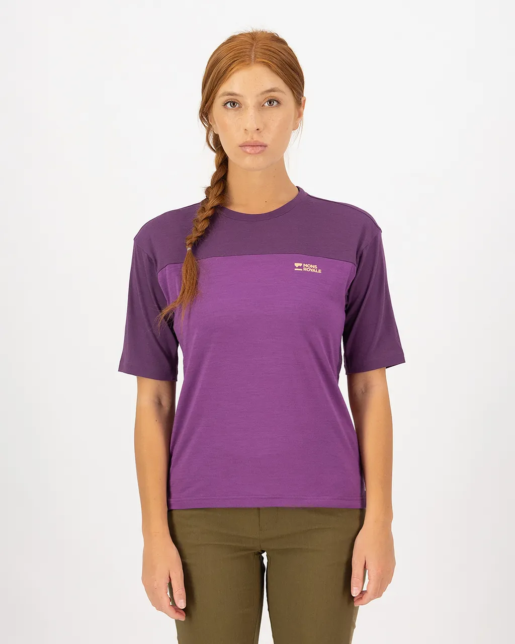 100736-1171-896-101 Womens Diversion Merino Bike Jersey Short Sleeve Ultraviolet / Boysenberry