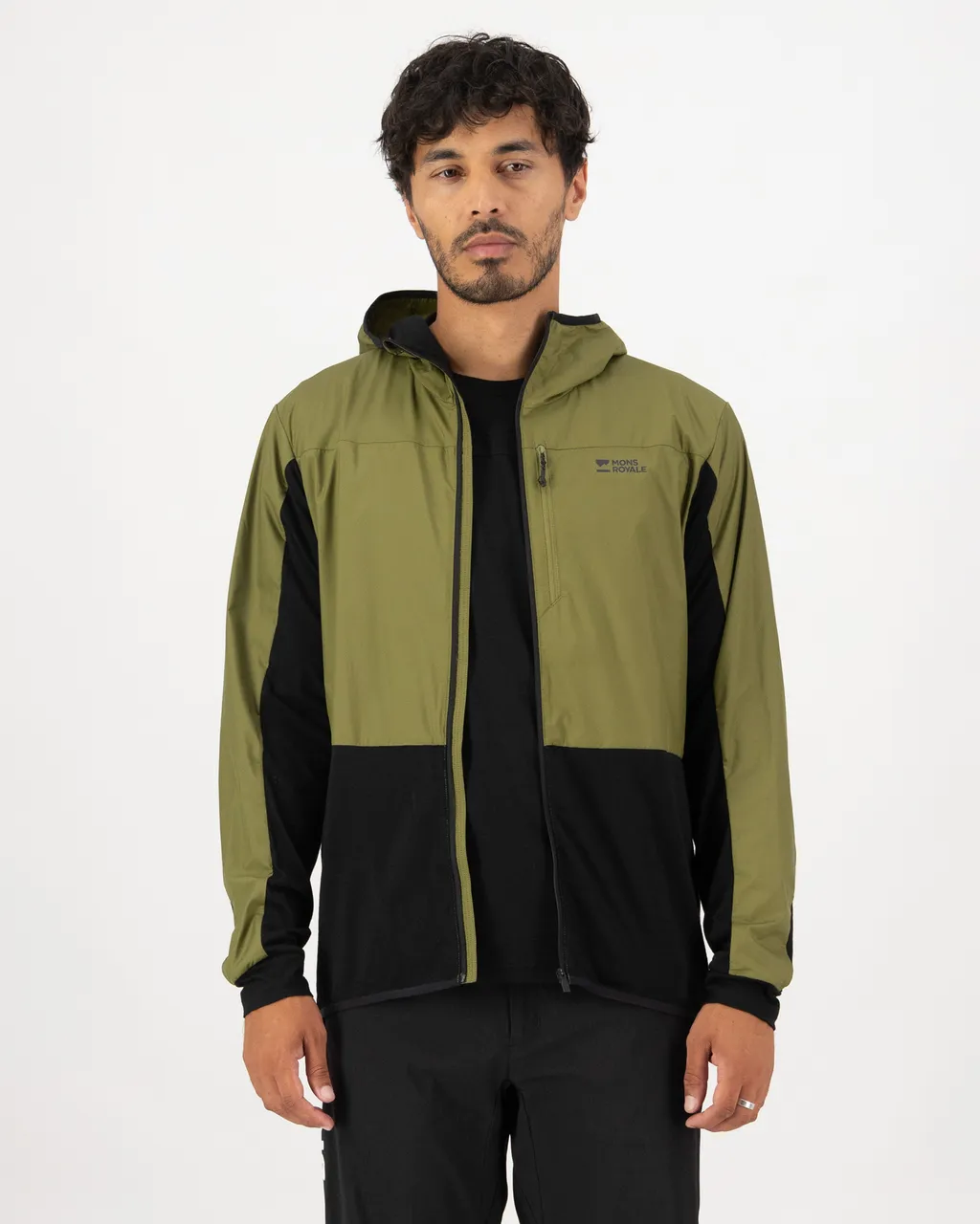 100769-1171-888-101 Mens Diversion Merino Wind Jacket Fern / Black