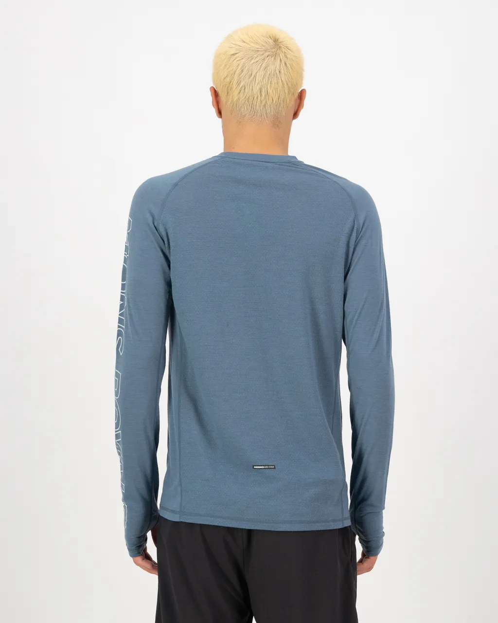 100079-1165-887-102 Mens Temple Merino Long Sleeve Grey Heather / Goblin Blue