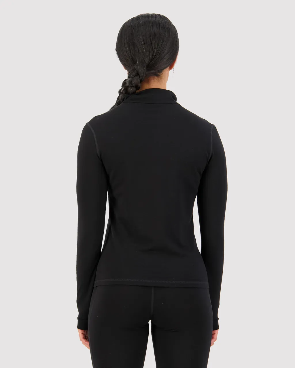100504-1165-001-102 Womens Cascade Merino Base Layer 1/4 Zip Long Sleeve Black