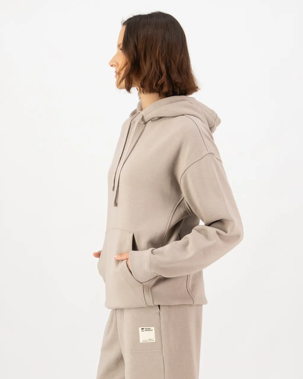 100678-1246-804-101 Unisex Verdant Merino Organic Cotton Hoody Taupe