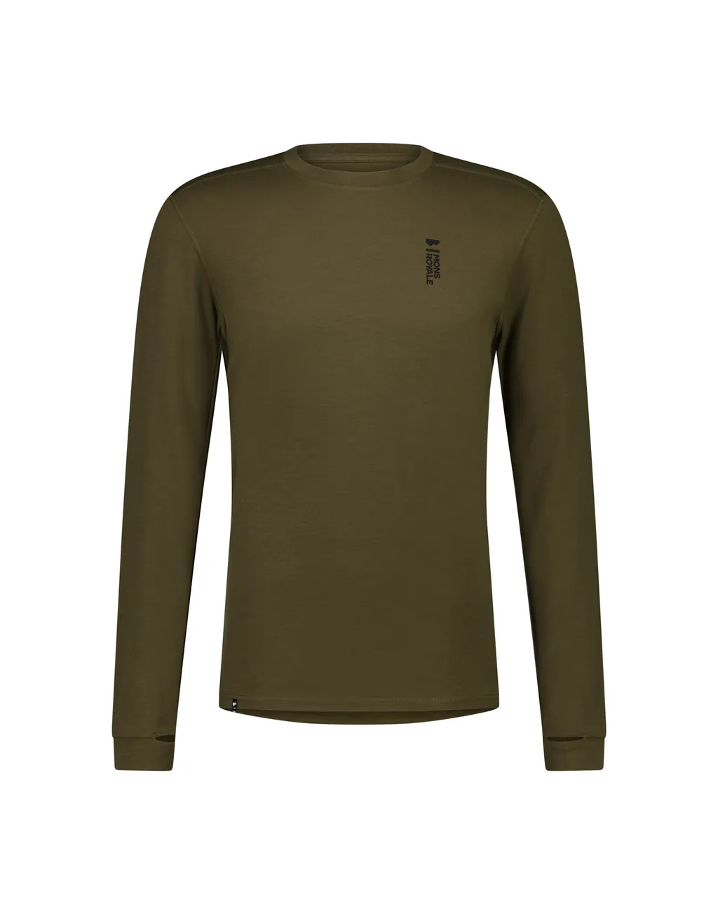 100499-1165-299-201 Mens Cascade Merino Base Layer Long Sleeve Dark Olive