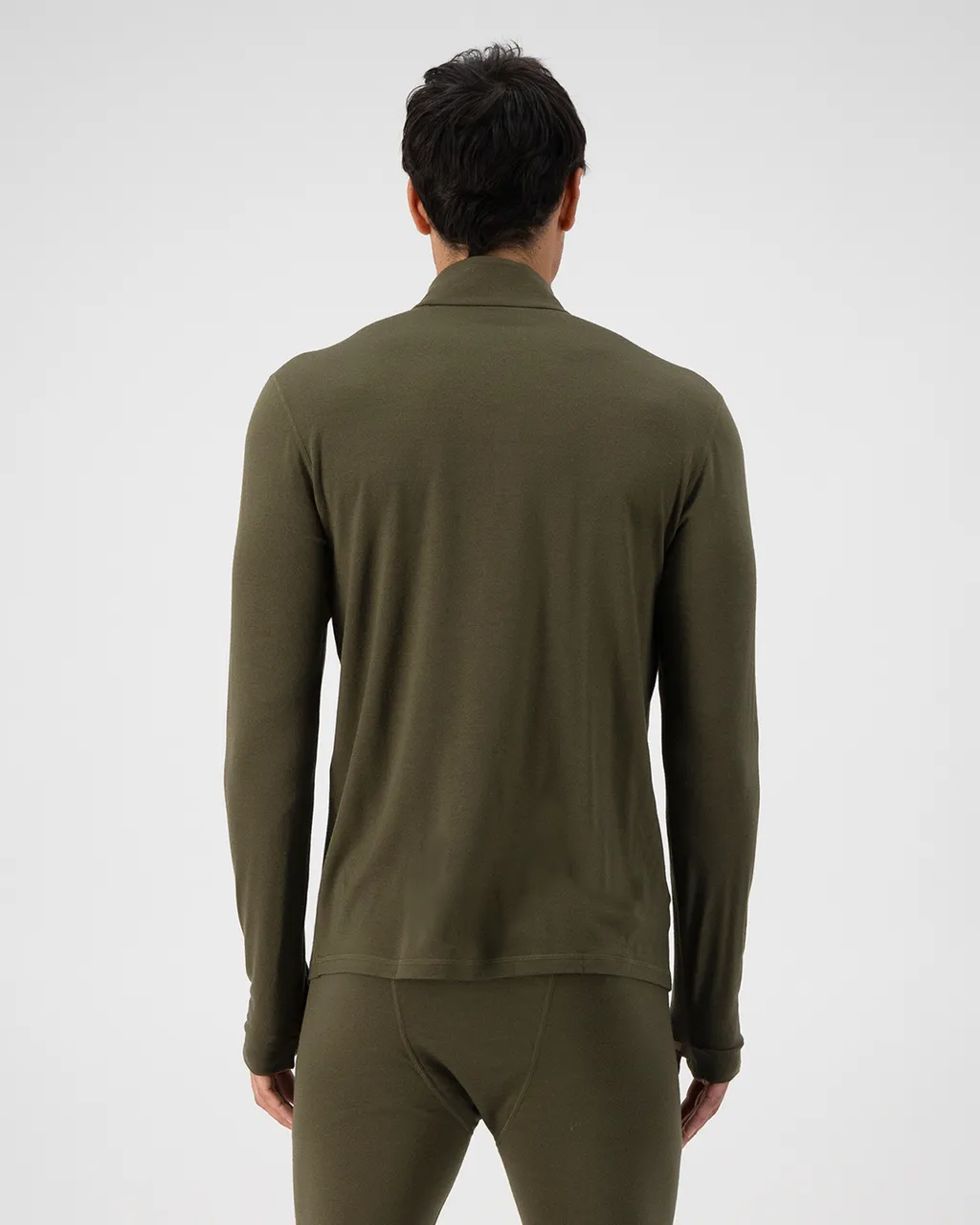 100500-1165-299-102 Mens Cascade Merino Base Layer 1/4 Zip Long Sleeve Dark Olive