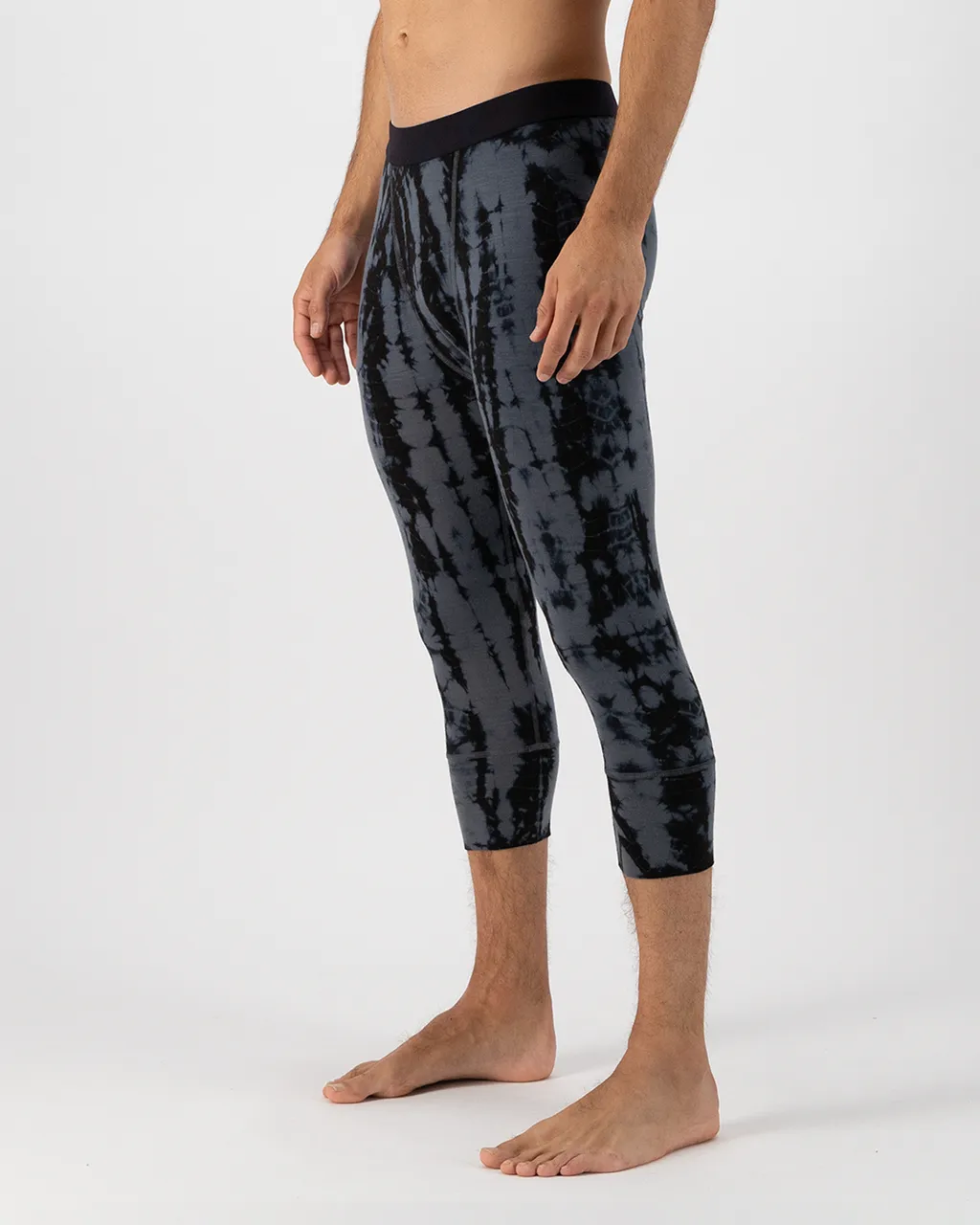 100704-1165-809-101 Mens Cascade Merino Base Layer 3/4 Legging Grey Tie Dye