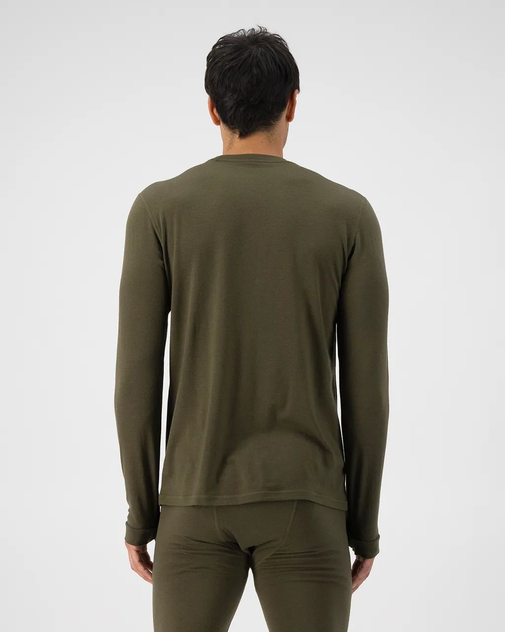 100499-1165-299-102 Mens Cascade Merino Base Layer Long Sleeve Dark Olive