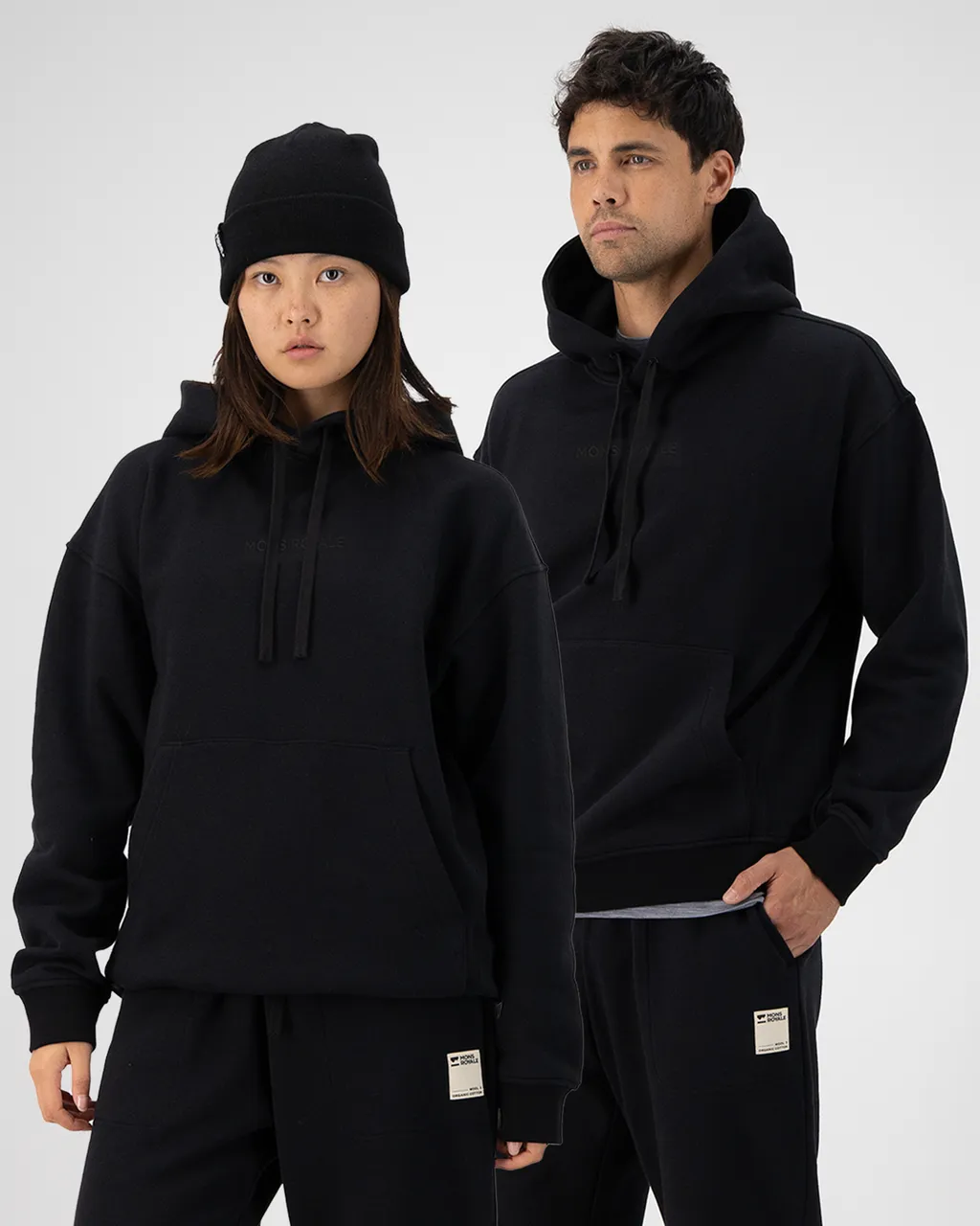 100678-1246-001-100 Unisex Verdant Merino Organic Cotton Hoody Black