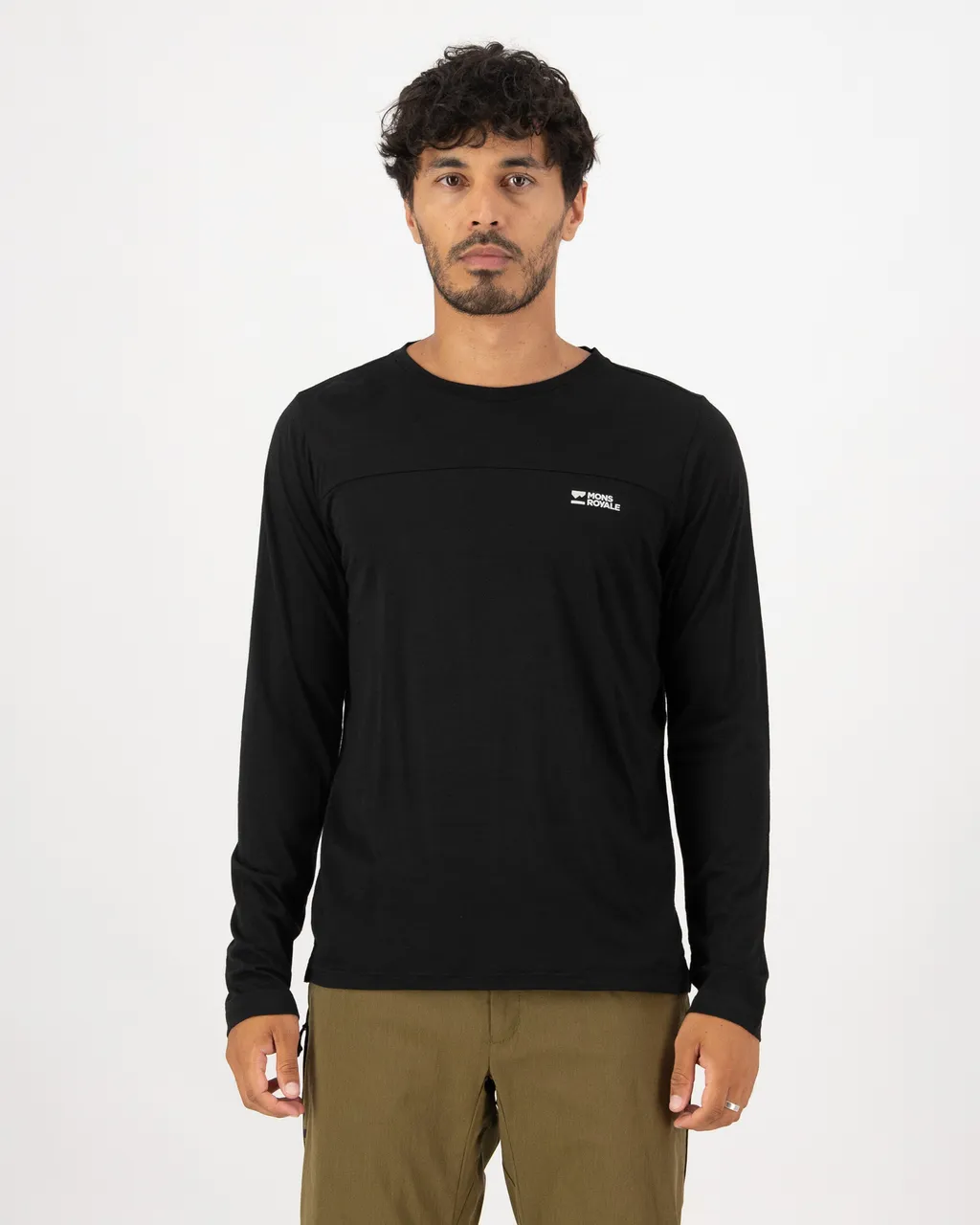 100779-1171-001-101 Mens Diversion Merino Bike Jersey Long Sleeve Black