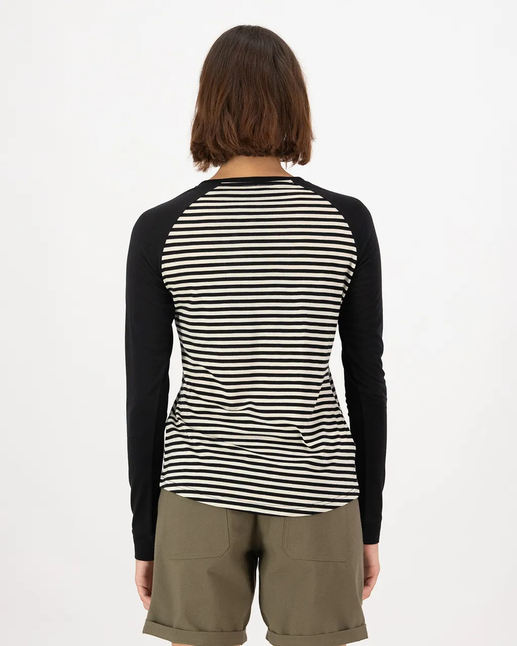 100498-1227-883-102 Womens Icon Merino Raglan Long Sleeve Mr Stripe / Black