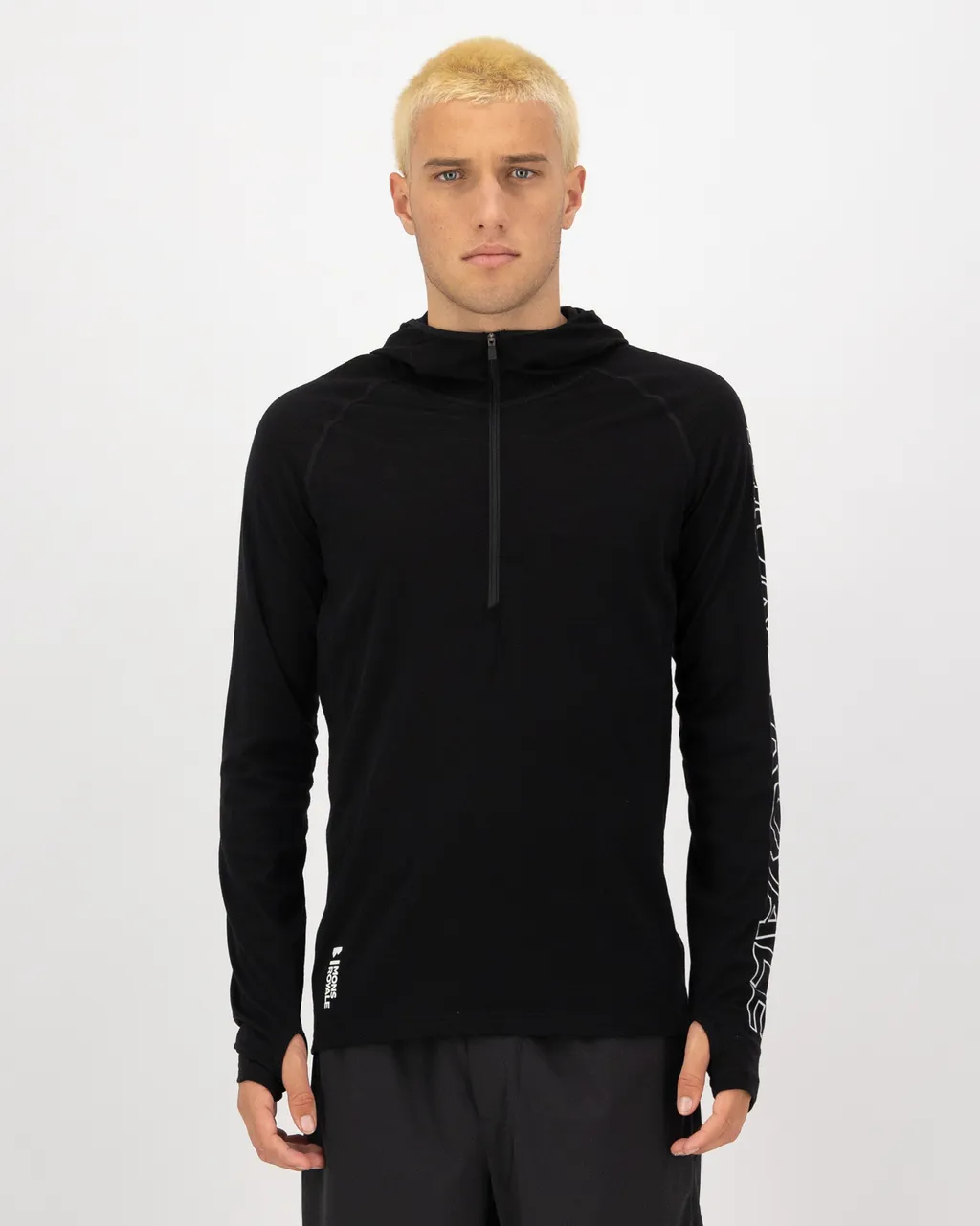 100078-1165-001-101 Mens Temple Merino Long Sleeve Hood Black