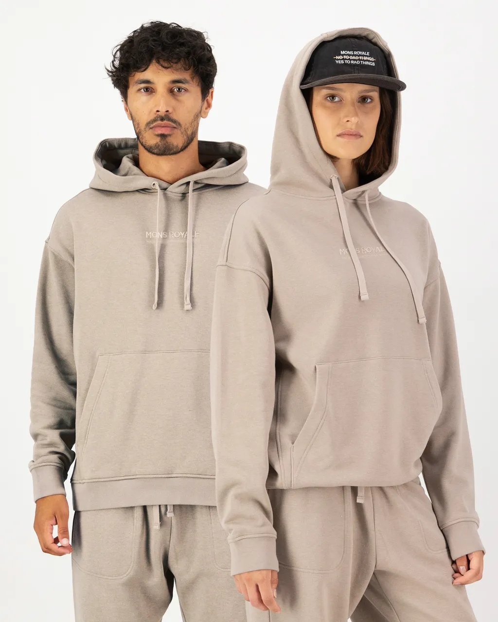 100678-1246-804-100 Unisex Verdant Merino Organic Cotton Hoody Taupe