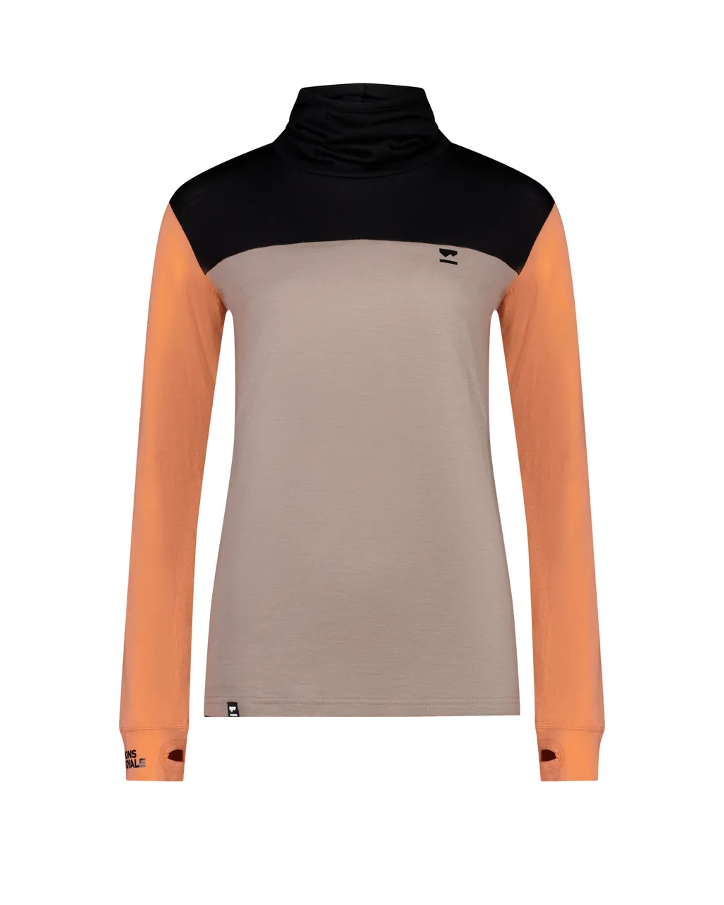 100248-1169-825-201 Womens Yotei Merino High Neck Long Sleeve Punch / Cinder / Black